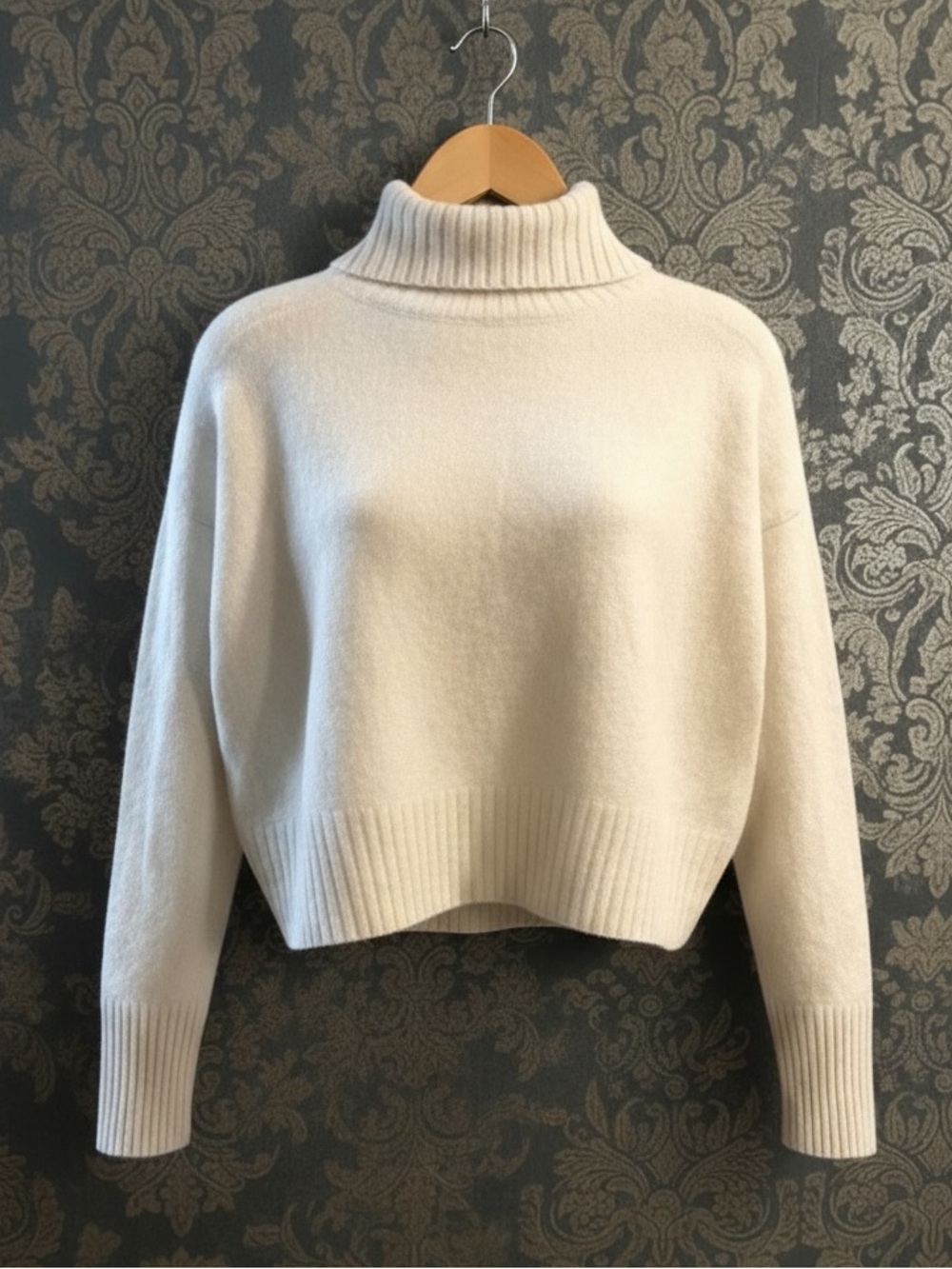 Free People Cream Turtleneck Cropped Sweater